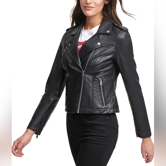 Leather Moto Jacket (Plus Size) Levi's Women's Classic Faux - Picture 4 of 7
